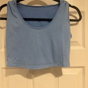 Blue Sleeveless Hooded Crop Top